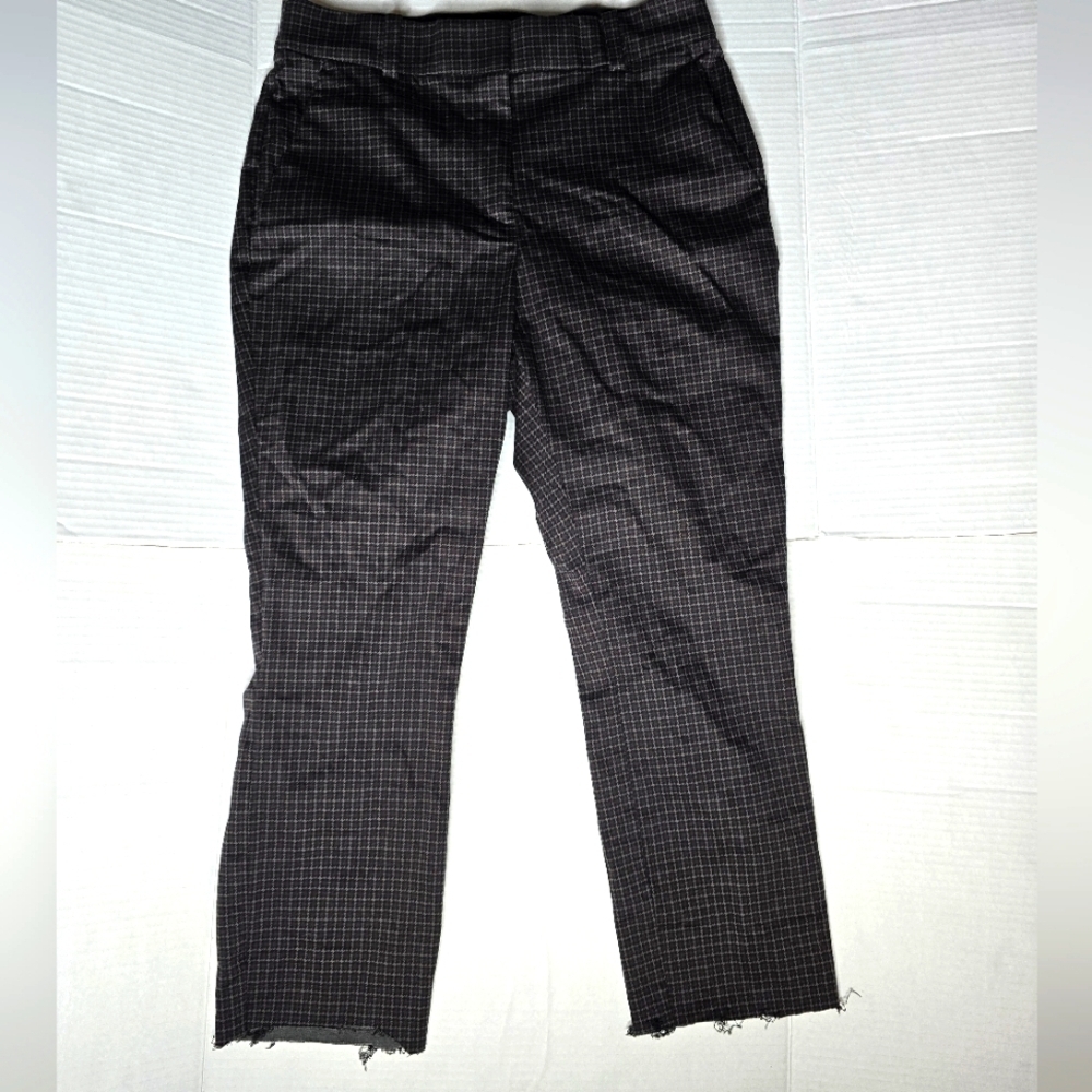 H&M Plaid Cropped Distressed Trousers